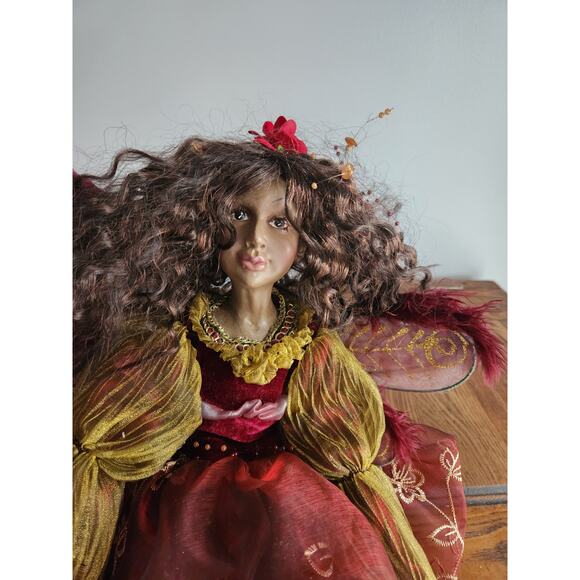 Vtg 90's Shelf Sitter Fairy Porcelain Doll W/Wings 12"T - Picture 2 of 8